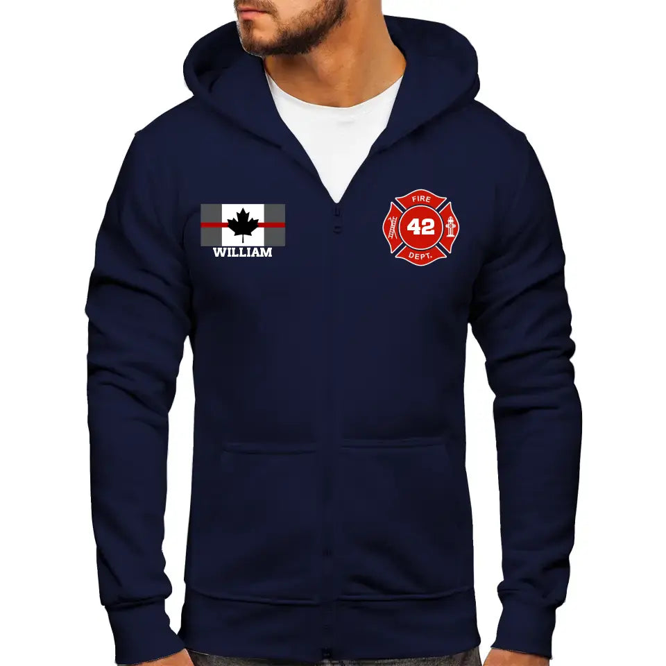 Personalized Canadian Firefighter Custom Name & ID Zip Hoodie 2D Printed KVH231762