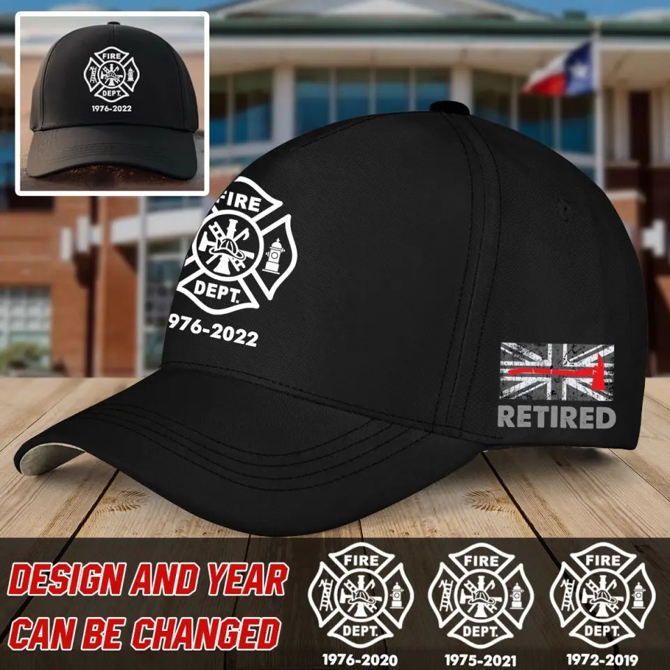 Personalized Retired UK Firefighter Flag Black Cap VQ2407