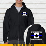 Personalized Thin Blue Line Canadian Officer Zip Hoodie 2D Printed QTKH2447
