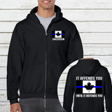 Personalized Thin Blue Line Canadian Officer Zip Hoodie 2D Printed QTKH2447