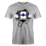 Personalized Retired Canadian Police Blueline T-shirt Print LAHLVA2486