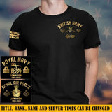 Personalized British Army Rank Camo Custom Name & Served Time T-shirt LAHKVH24129