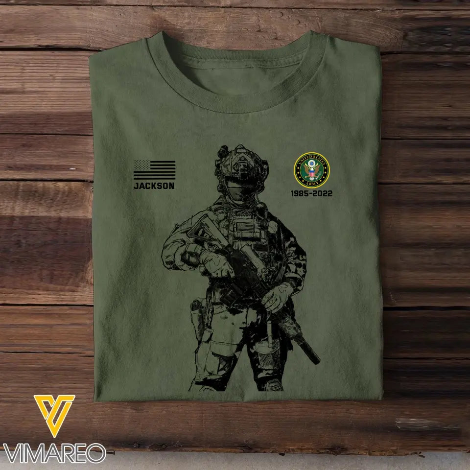 Personalized US Veteran Logo Custom Name & Time T-shirt Printed KVH24206