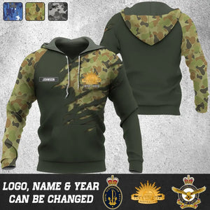 Personalized Australian Veteran Logo Custom Name & Time Hoodie 3D Printed QTVQ24232