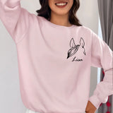 Personalized Horse  Ears Line Drawing Horse Lovers Gift Sweatshirt Printed HN24247