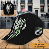 Personalized US Veteran Thin Green Line Skull Black Cap Printed QTKH24312