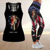 Personalized US Couple Firefighter Legging or Hollow-out Tank Printed QTKH24311