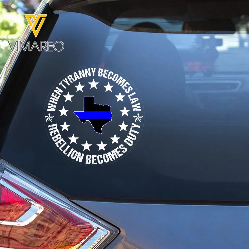Personalized When Tyranny Becomes Law Rebellion Becomes Duty US Police States Flag Decal Printed AHVQ24360