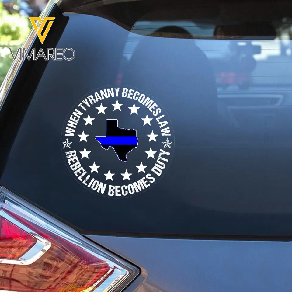 Personalized When Tyranny Becomes Law Rebellion Becomes Duty US Police States Flag Decal Printed AHVQ24360