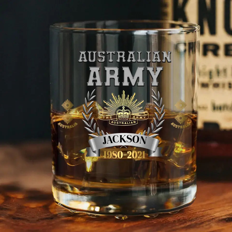 Personalized Australian Armed Forces Whiskey Glass Printed AHVQ24382