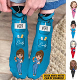 Personalized Nurse Custom Name & Job Title Gift For Nurse 3D Socks Printed LVA24401