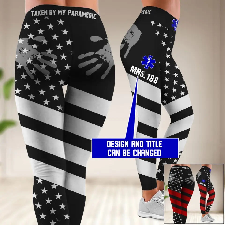 Personalized Taken By My Paramedic US Flag Legging QTVQ24408
