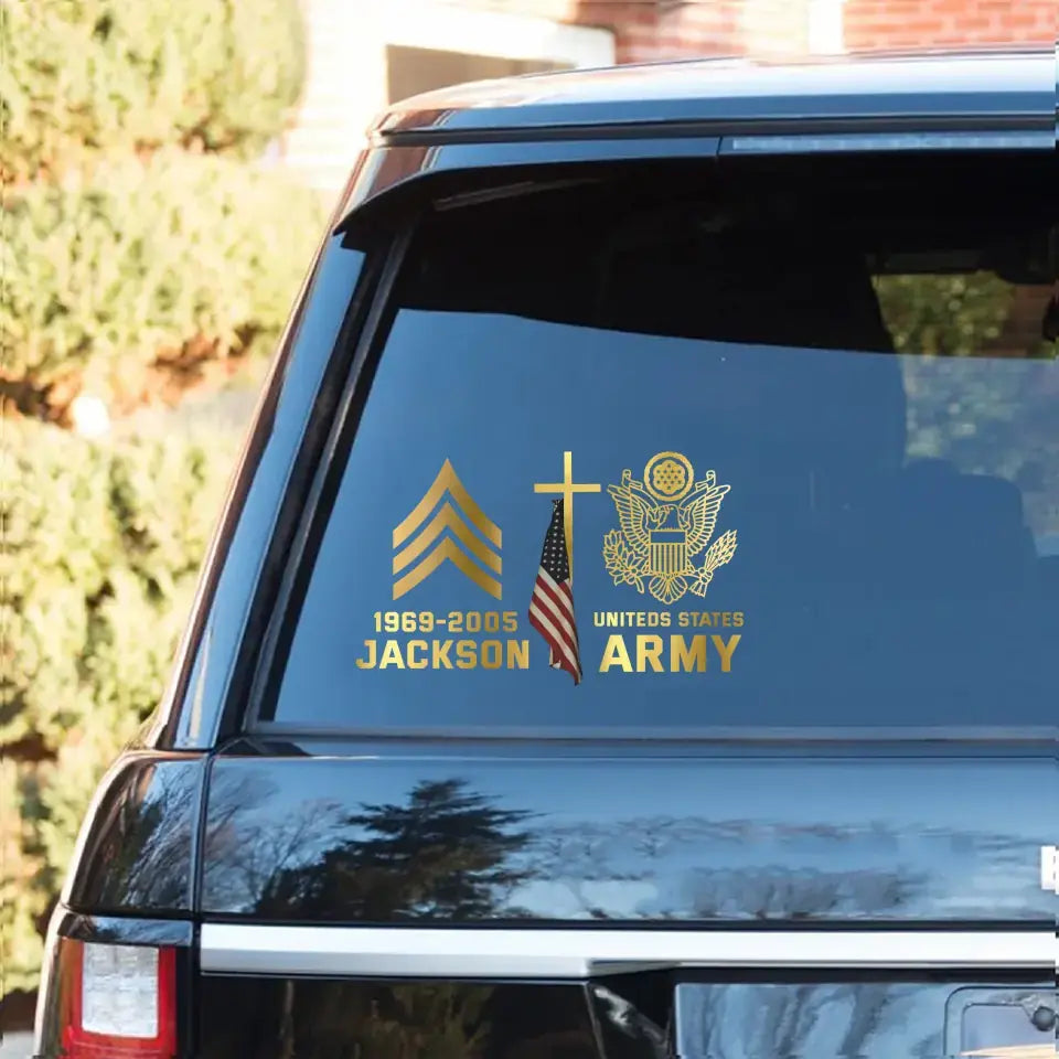 Personalized US Army Logo & Rank Camo Decal Printed AHKH24420