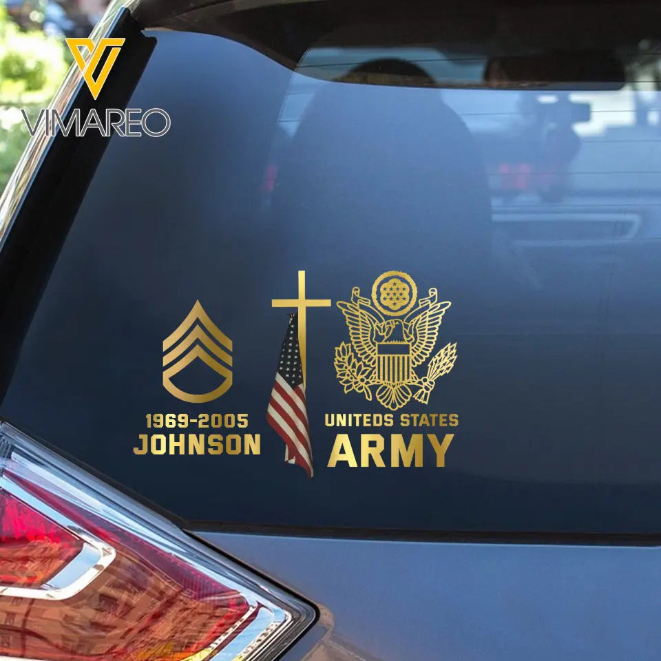 Personalized US Army Logo & Rank Camo Decal Printed AHKH24420