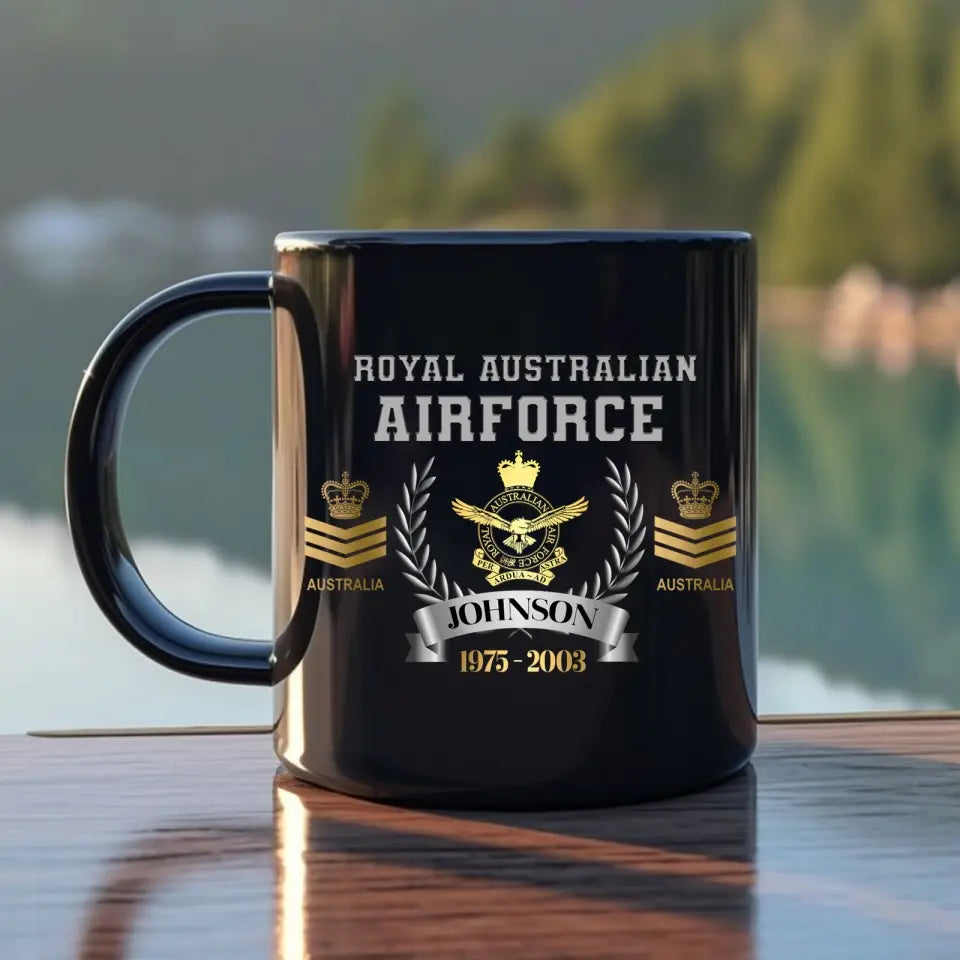 Personalized Australian Rank Camo Custom Name & Time Black Mug Printed AHLVA24414