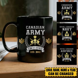 Personalized Canadian Army Rank Camo Custom Name & Time Black Mug Printed AHLVA24414