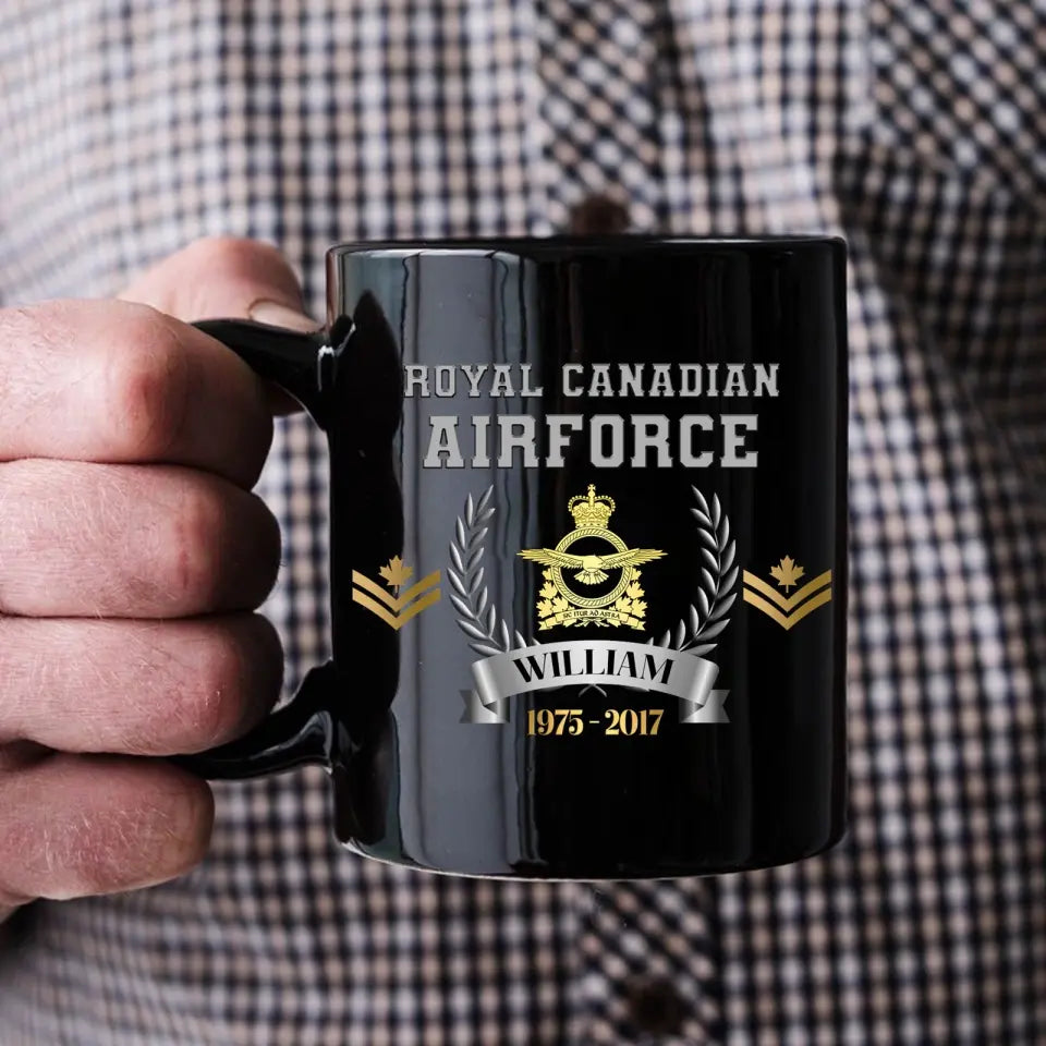 Personalized Canadian Army Rank Camo Custom Name & Time Black Mug Printed AHLVA24414