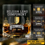 Personalized Belgian Land Component Belgian Rank Camo Custom Name & Time Whiskey Glass Printed AHVQ24438