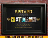 Personalized Served Retired Canadian Army Rank Camo Custom Name Poster Printed AHKH24478