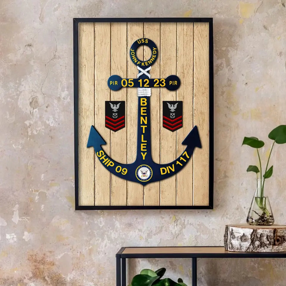 Personalized Nautical Anchor US Navy Rank Custom Name & Division Poster Printed AHKH24501