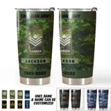 Personalized Canadian Army Rank Camo Tumbler Printed KVH24523