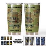 Personalized Austrlian Army Rank Camo Tumbler Printed KVH24523