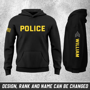Personalized US Police Custom Rank & NameHoodie 2D Printed QTHN24546