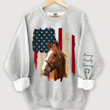 Personalized Upload Your Horse Photo US Flag Sweatshirt Printed HN24533