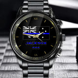 Personalized Australian Thin Blue Line Name & Badge Number Watch Printed QTKH24562