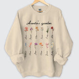 Personalized Auntie's Garden Flowers with Kid Names Sweatshirt Printed HN24561