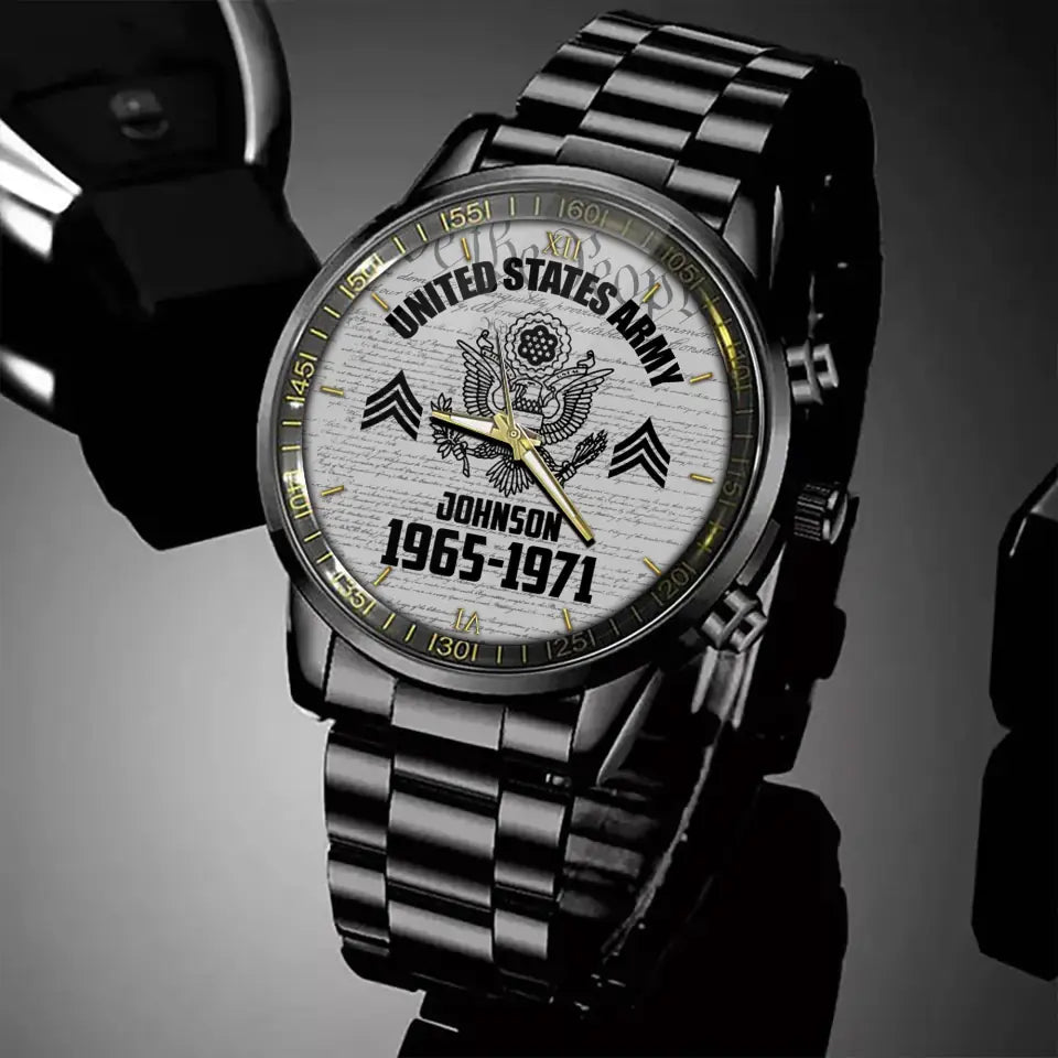 Personalized US Army Logo & Custom Name Served Time Watch Printed AHLVA24582