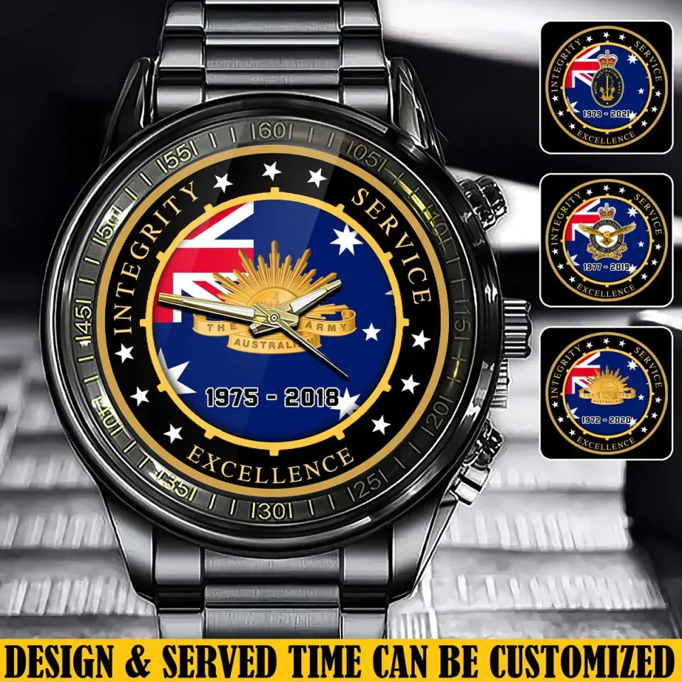 Personalized Integrity Service Excellence Australian Army Logo Watch Printed AHVQ24583