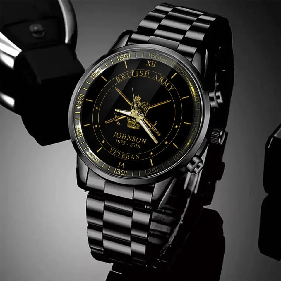 Personalized British Army Logo Custom Name & Time Watch Printed AHVQ24585