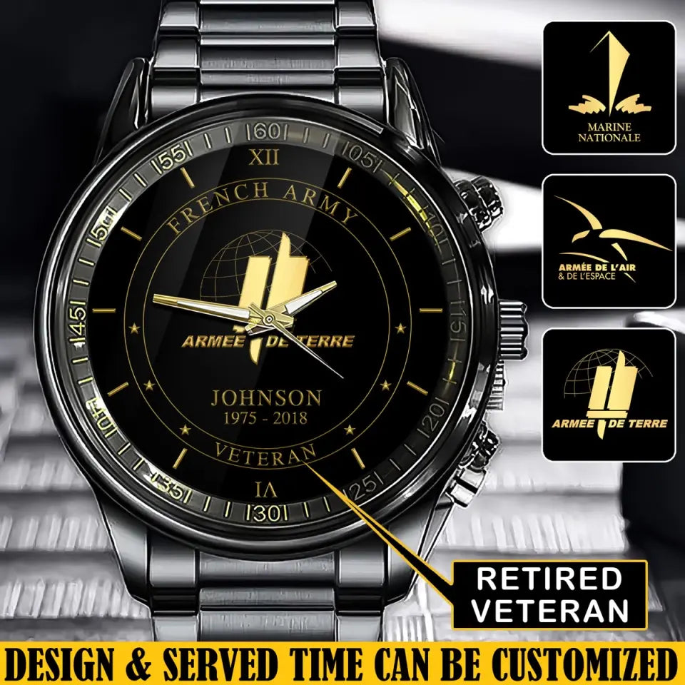 Personalized French Army Logo Custom Name & Time Watch Printed AHVQ24585