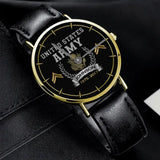 Personalized United States Army Logo Rank Camo Custom Name & Time Woman Watch Leather Band Printed AHKVH24587