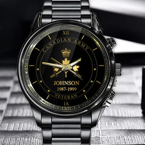 Personalized Canadian Armed Forces Rank Camo Custom Name & Served Time Watch Printed AHVQ24563