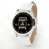 Personalized Canadian Army Logo Rank Camo Custom Name & Time Woman Watch Leather Band Printed AHKVH24587