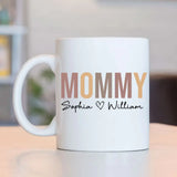 Personalized Auntie Mommy & Kid Names White Mug Printed HN24599