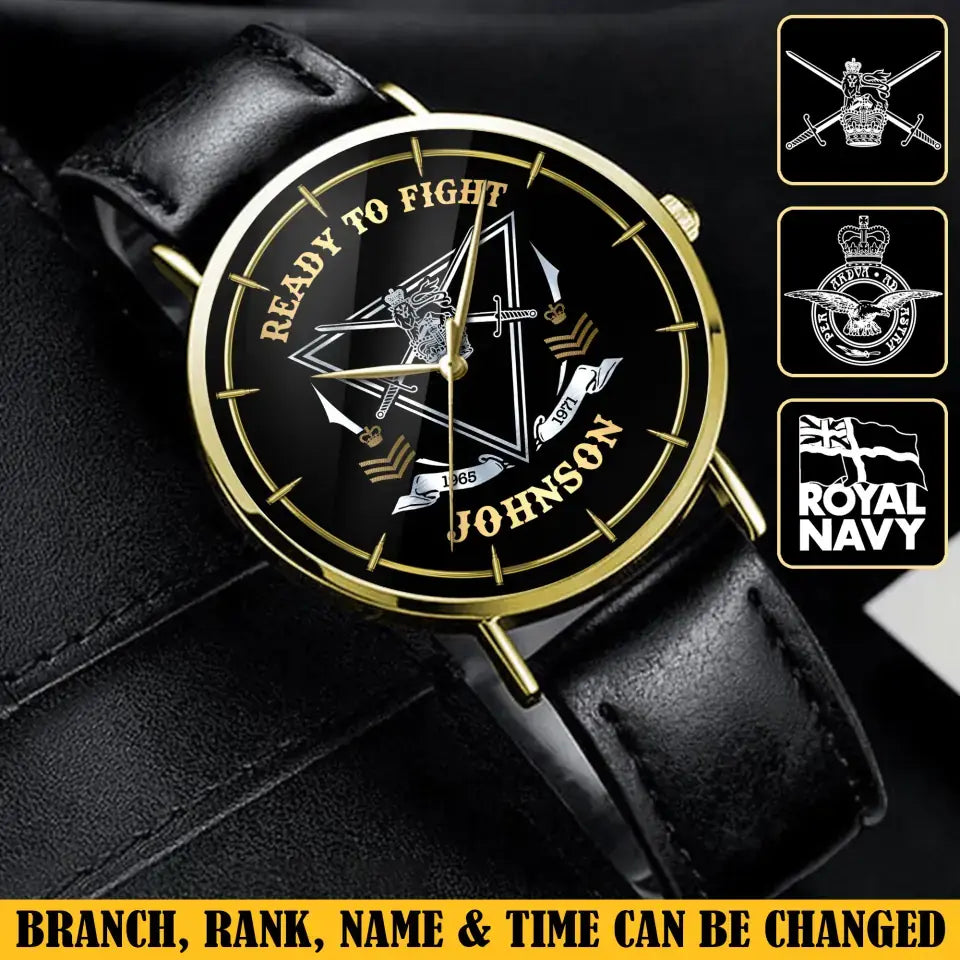 Personalized Ready To Fight UK Rank Camo Women Watch Printed AHVA24601