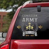 Personalized Canadian Army Logo Custom Rank & Name Decal Printed AHHN24639