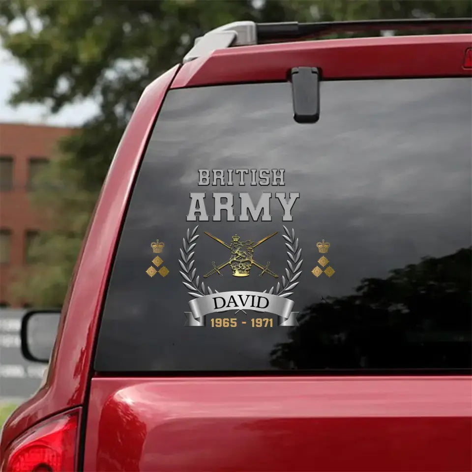Personalized United Kingdom Army Logo Custom Rank & Name Decal Printed AHHN24639