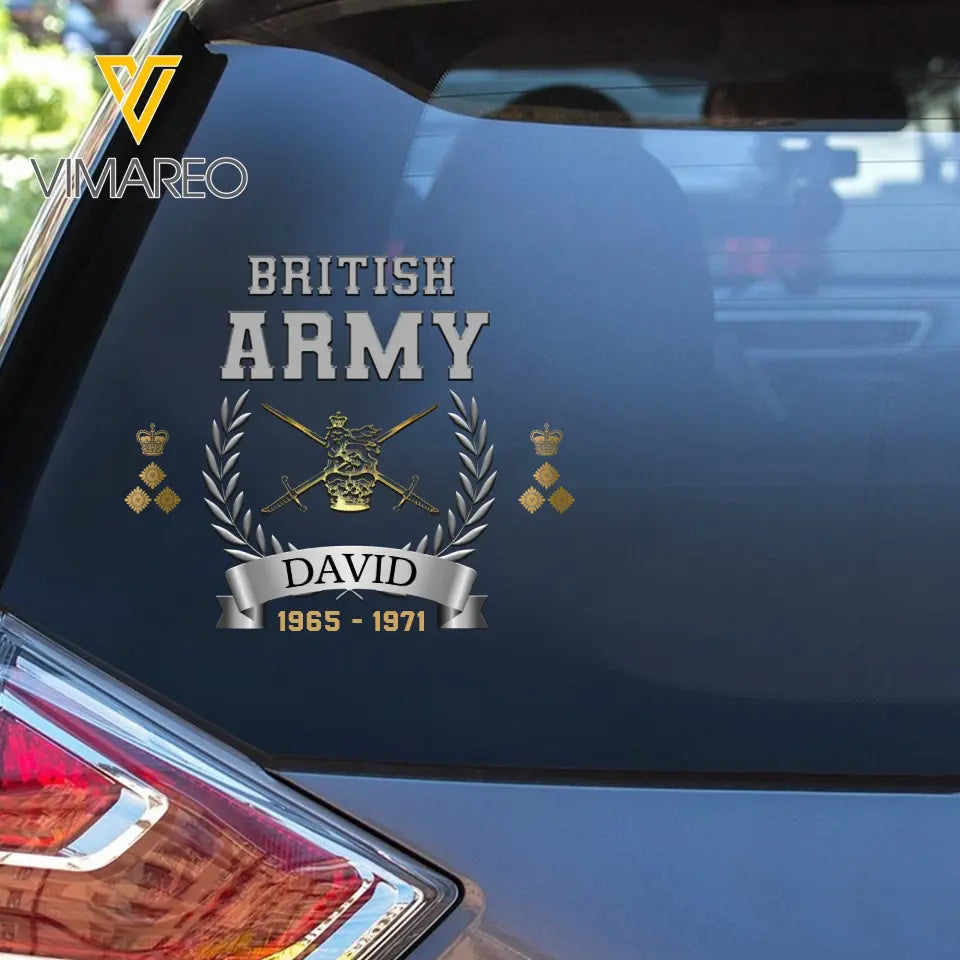 Personalized United Kingdom Army Logo Custom Rank & Name Decal Printed AHHN24639