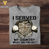 Personalized US Soldier/ Veteran I Served My Country What Did You Do Printed Tshirts 23JAN-HQ18
