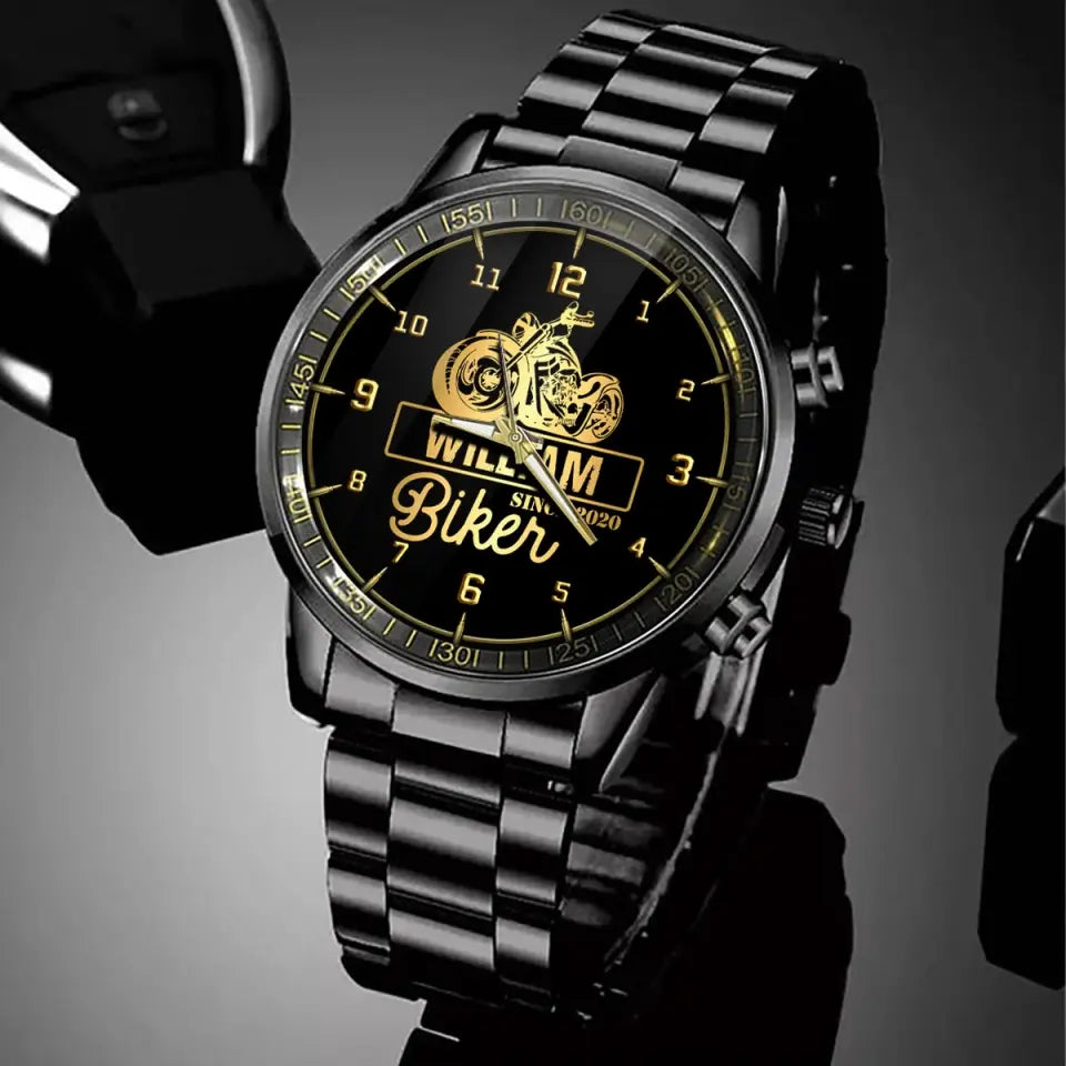 Personalized Biker with Name Gift For Him Watch Printed QTVQ24660
