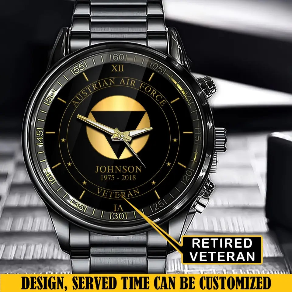 Personalized Retired Austrian Airforce Logo Custom Name & Time Watch Printed AHVQ24666