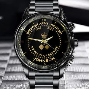 Personalized British Army Retired Custom Served Time & Name Watch Printed AHVA24696