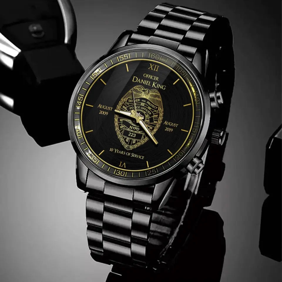 Personalized Police Officer Custom Department Served Time & Name Watch Printed QTHN24701