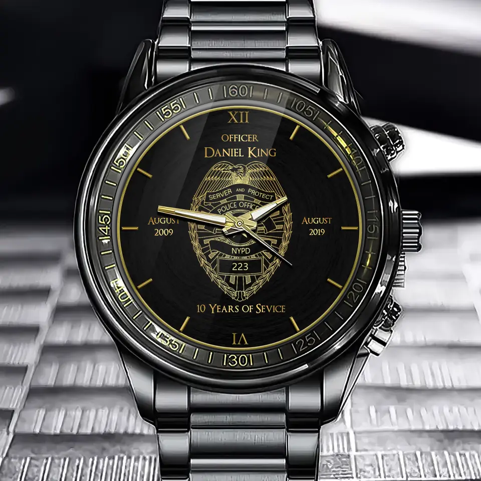 Personalized Police Officer Custom Department Served Time & Name Watch Printed QTHN24701