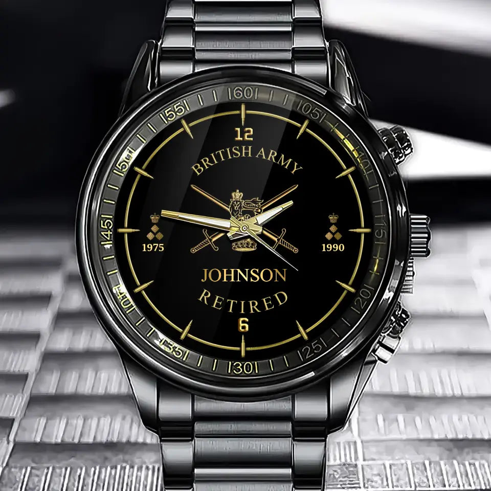 Personalized British Army Retired Custom Name & Rank Watch Printed AHVA24707