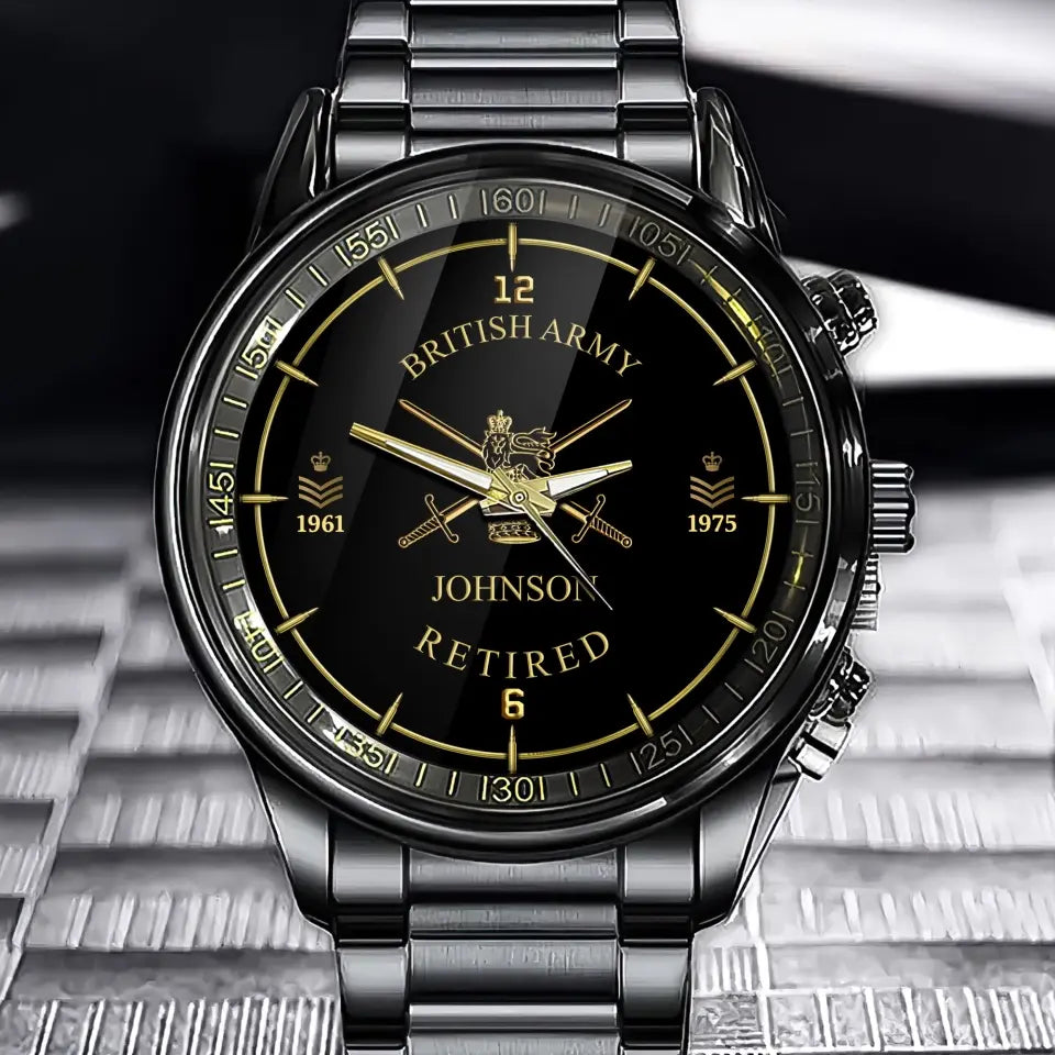 Personalized British Army Retired Custom Name & Rank Watch Printed AHVA24707